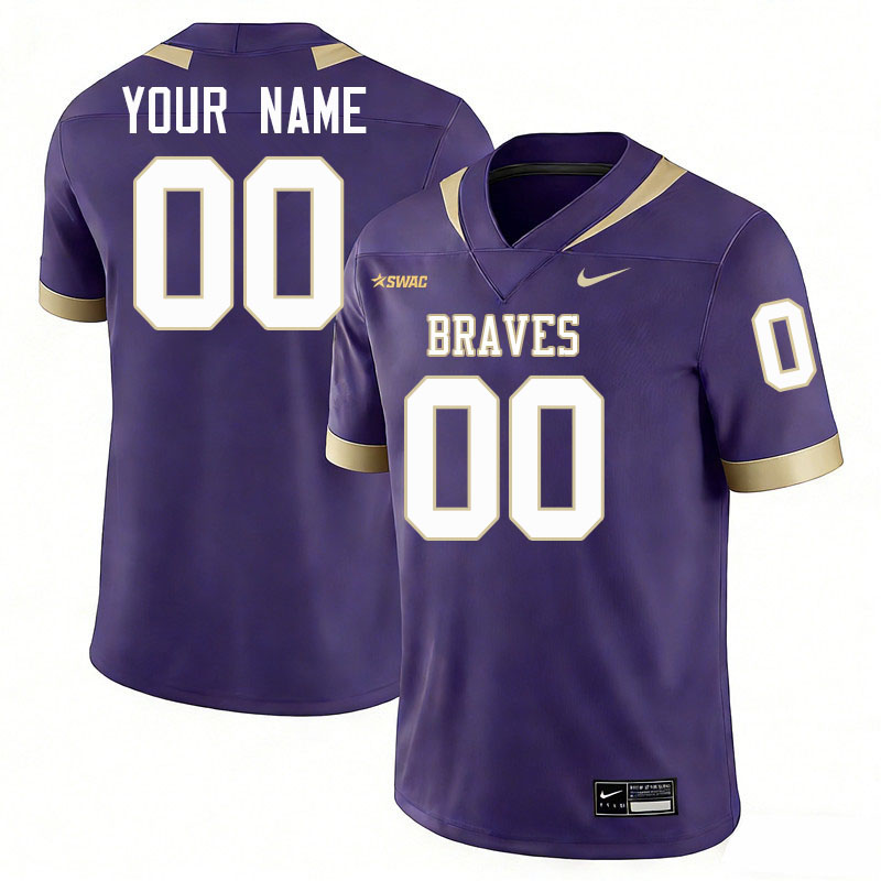 Custom Alcorn State Braves Name And Number College Football Jerseys-Purple